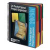 Better Office Products 24 Pkt Poly Spiral Project Organizer, Back Cover Utility Pouch, 1/3 Cut Tabs, 12 Tab Color Dividers 36900